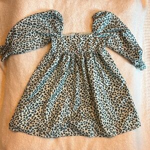 Janie & Jack blue leopard long sleeve dress girls size 7